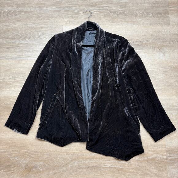 Eileen Fisher Velvet Silk Blazer Jacket Women’s M/L Color Gray - Picture 1 of 5